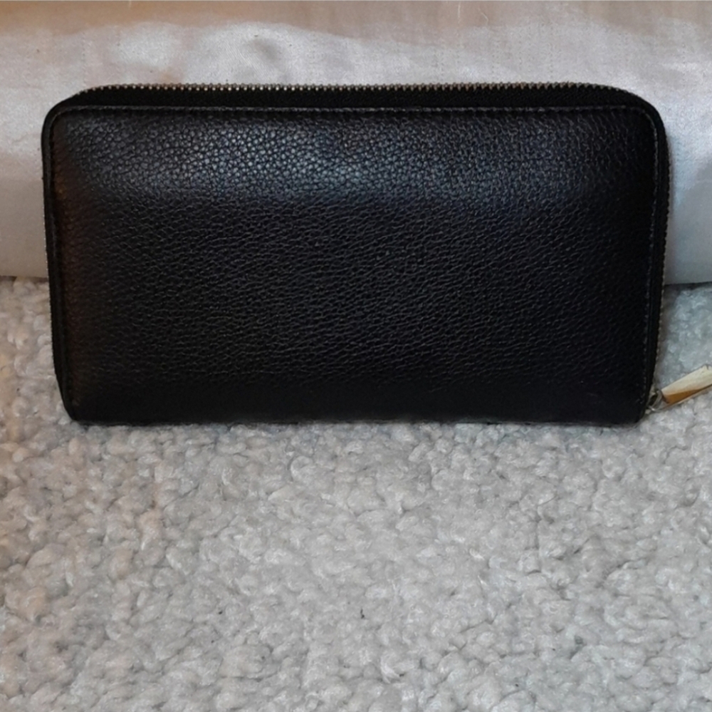 TORY BURCH Black Leather Zip Around Wallet LANDON CONTINENTAL - Picture 10 of 12